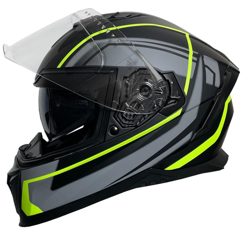 Integralhelm Helm Motorradhelm RALLOX 69-G neon schwarz matt mit Sonnenvisier Größe S M L XL