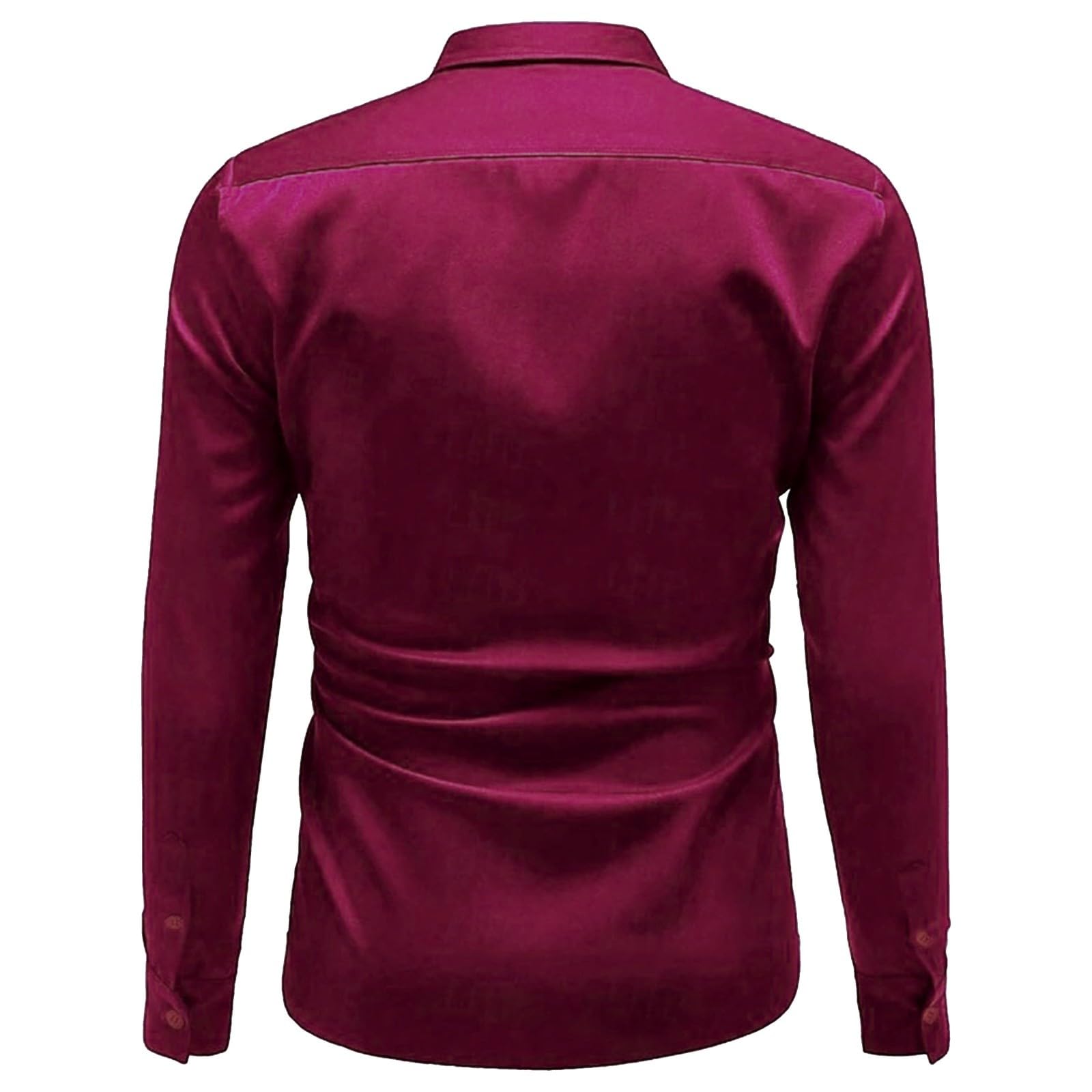 Camicia da Uomo Elasticizzata, Colore Solido, Maniche Lunghe a Bottoni, Formale e Casual per Affari, Prom, Feste e Matrimoni