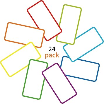 SVNOOC Removable Dry Erase Labels Reusable Sticky Notes 24pcs Name Tag Label Plate Rainbow Nano Sticker in 12 Colors for Whiteboards Locker Fridge School Office Home 2-x-4-inch