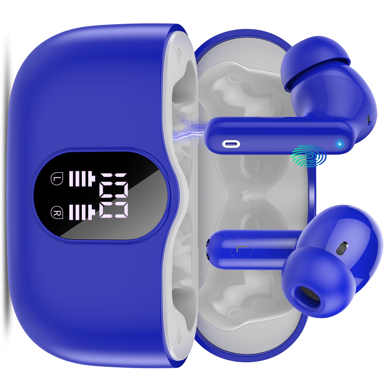 Btootos Auriculares Bluetooth, auriculares inalámbricos Bluetooth 5.4 con App Sport In Ear, auriculares inalámbricos 40 horas de tiempo de reproducción, carcasa de carga LED, micrófono ENC