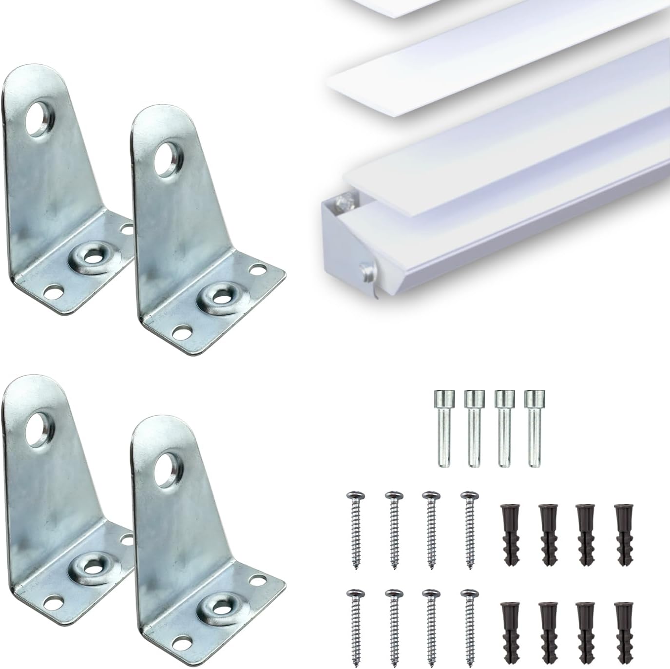 Amazing Drapery Hardware 2 Inch Metal Hold Down Brackets and Pins - Universal Fit for Horizontal Blinds - 2 Pairs with Screws and Plugs