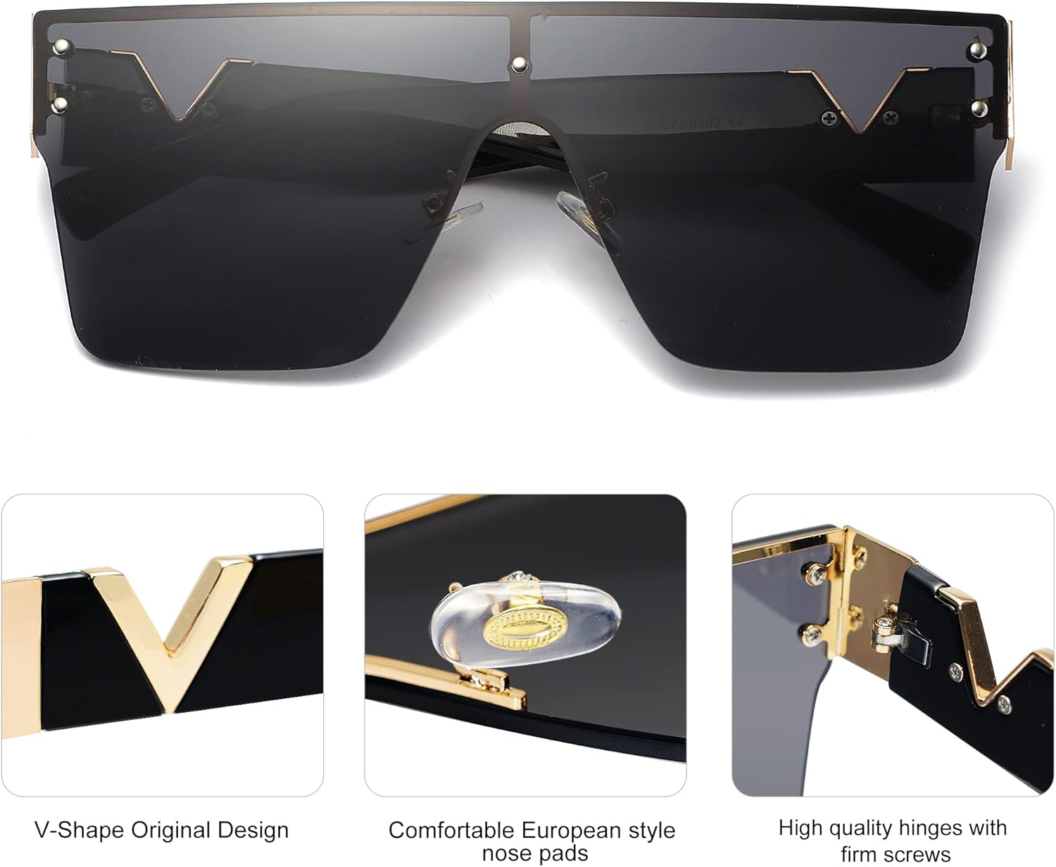 Allarallvr Oversized Square Sunglasses For Women Men Vintage Trendy Classical Gafas De Sol Para Mujer Sun Glasses AR82064(Black) at  Women’s Clothing store