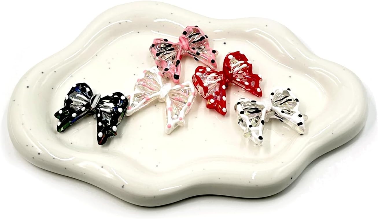 7PCS Bowknot Acrylic Beads for Beaded Pens, Polka Dot Bow Acrylic Focal Bead for Keychain Making, Creative Fancy Beads for Jewelry DIY Handmade Crafts Necklace Bracelet Lanyard Accessories - Image 5