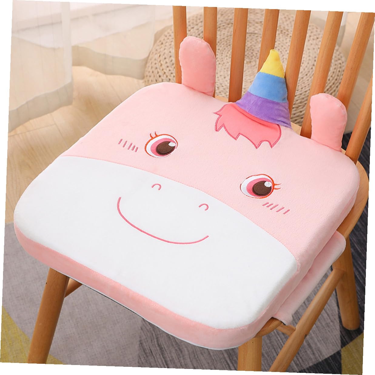 SHINEOFI Seggiolino Rialzato per Sedia da Pranzo per Cuscino Spesso 5 CM Lavabile Motivo Unicorno Supporto Ergonomico Antiscivolo per Uso Quotidiano a Tavola