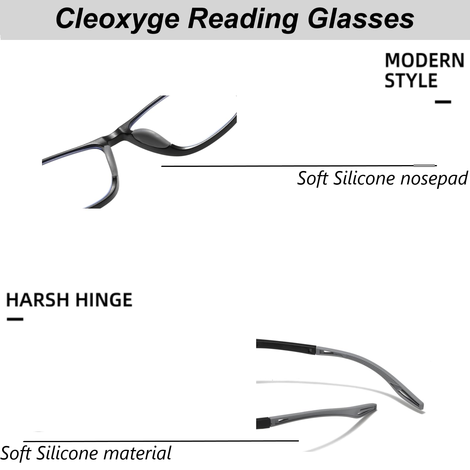 Cleoxyge 5 Pack TR90 Sports Reading Glasses for Men and Women Lightweight Comfortable Readers Square Flexible Blue Light Glasses+4.00 (5 Mix Color - Image 4