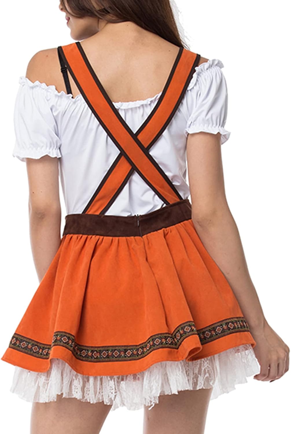 Lu's Chic Women's Oktoberfest Costume Skirt Mini Dress Ruffle Outfit Short Adult 3 Piece Hat