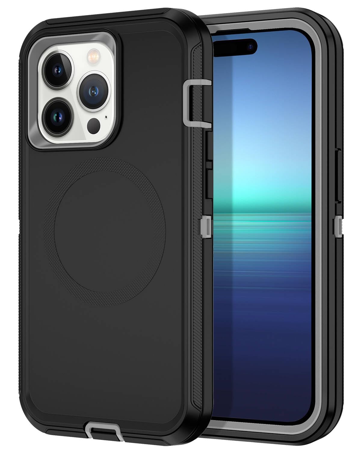 I-HONVA for iPhone 14 Pro Max Case [Compatible with MagSafe] Shockproof 3-Layer Full Body Protection Rugged Heavy Duty Cover Case for Apple iPhone 14