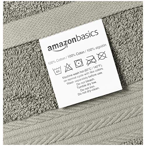 Image of Amazon Basics 6-Piece Fade-Resistant 100% Cotton Hand Towels for Bathroom, Soft Absorbent, 26 x 16 inches, Gray