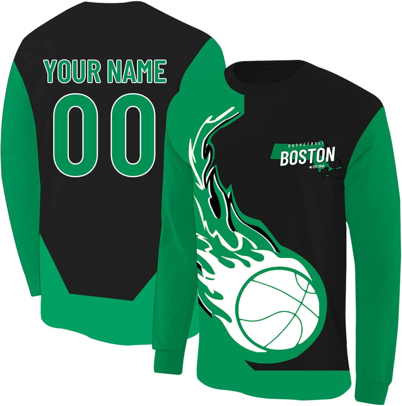 Custom Basketball Long Sleeve Shirt 3D Printed Personalized Name Number for Men Youth Women Gifts