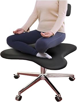 Pingo Cross Leg Chair Kneeling Chair Adjustable Back Support Office Home White Black Cross Desk Chair Computer Operator Adult ADHD Chair with Wheels Color Black