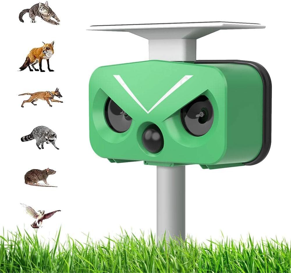 Repellente Gatti Ultrasuoni Solare IP66 Impermeabile Frequenza Regolabile 5 Modalità Repeller Animali