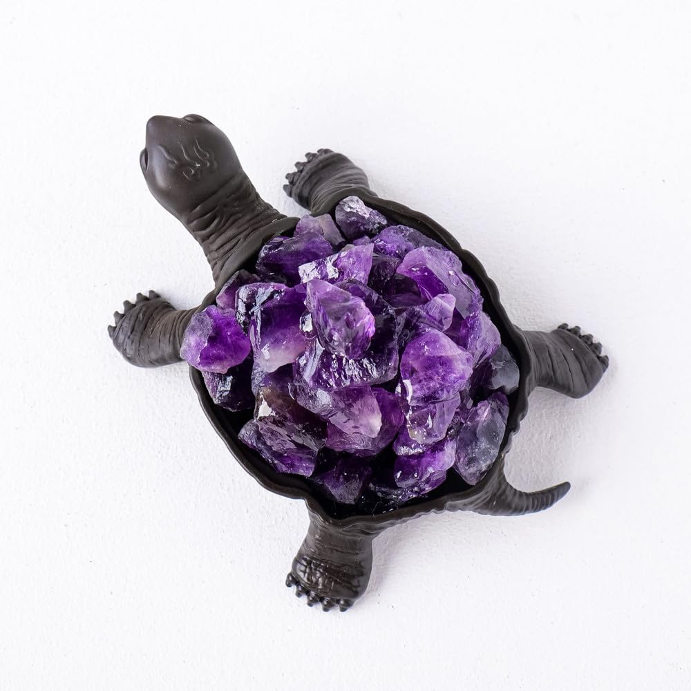 Tortuga de amatista Tallada a Mano en Piedra Cruda para Decoración Única