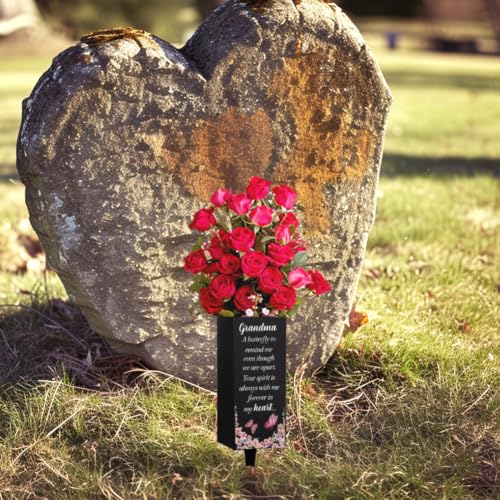 Jarrones de cementerio para abuela WEBEEDY con estaca de metal para tumbas 8