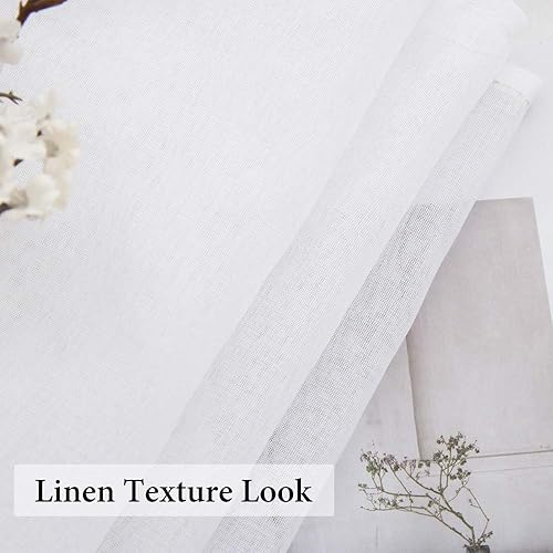 Miniatura 3 de MIULEE Cortinas traslúcidas blancas de 24 pulgadas de largo, cortinas para ventana de cocina sobre el fregadero, cortinas pequeñas cortas con