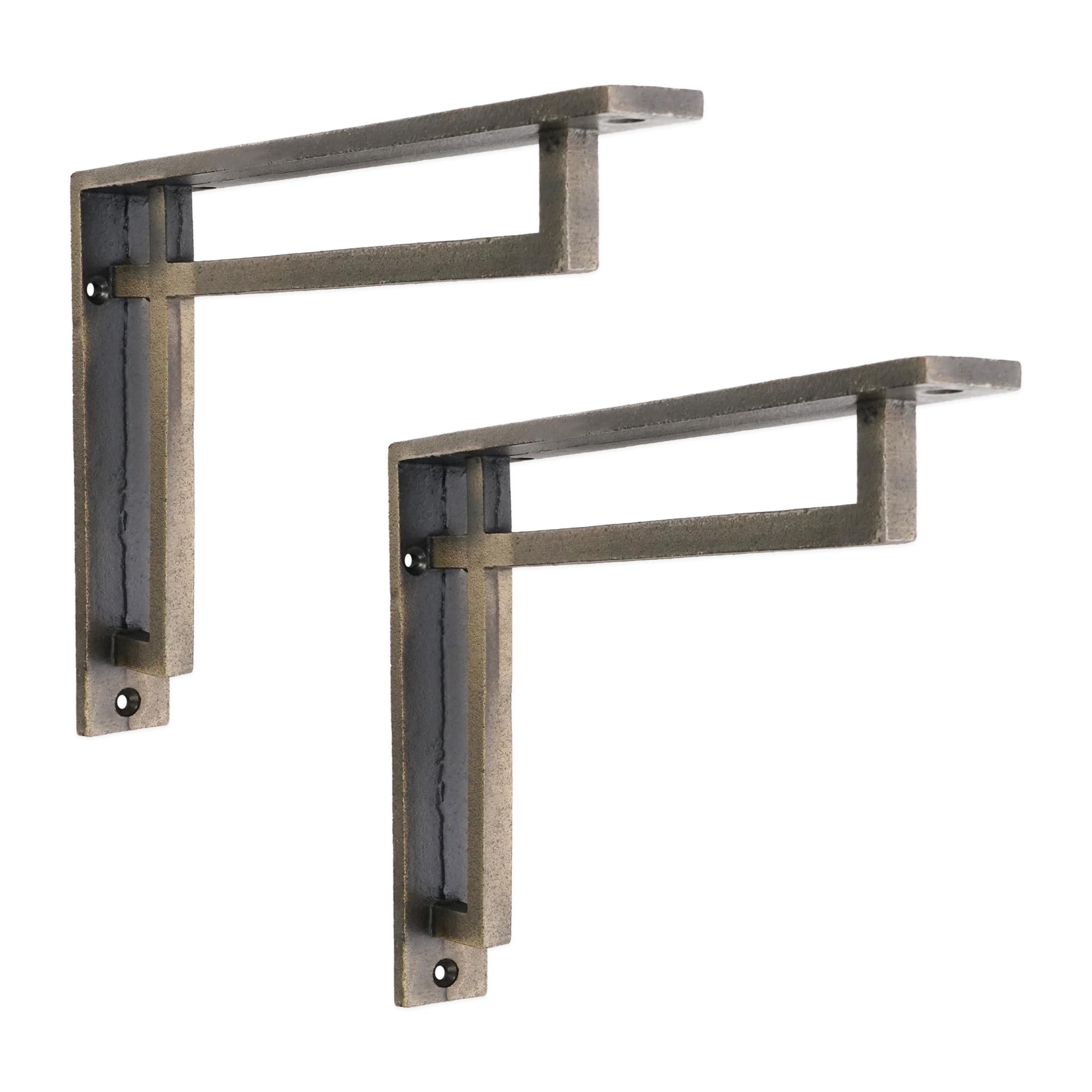 Infinity Decor Staffe resistenti per scaffalature da parete, in ghisa opaca anticata, 230 mm x 160 mm, da utilizzare per mensole da cucina e soggiorno
