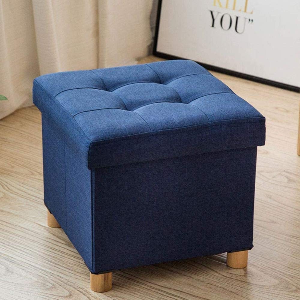 Tabouret à pas portatif multifonctionnel avec pouf de rangement en lin