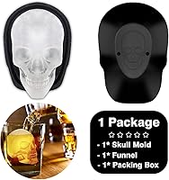 Vista 6 de Molde de Cubitos de Hielo de Calavera 3D Extra Grande de Silicona Moldes de Hielo para Whisky Bandejas de Cubitos de Hielo con Embudo para Taza