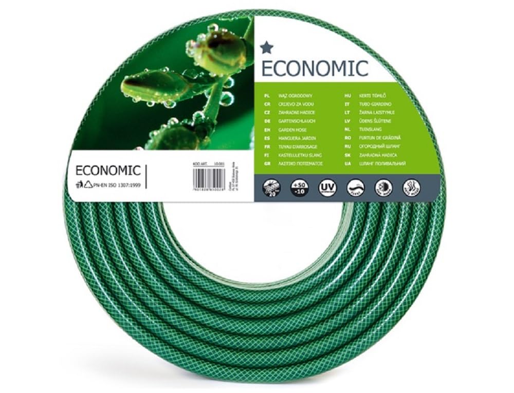 Cellfast Economic 1/2 Inch 25 m Garden Hose 3-Layer Water Hose UV Ray and Algae Resistant