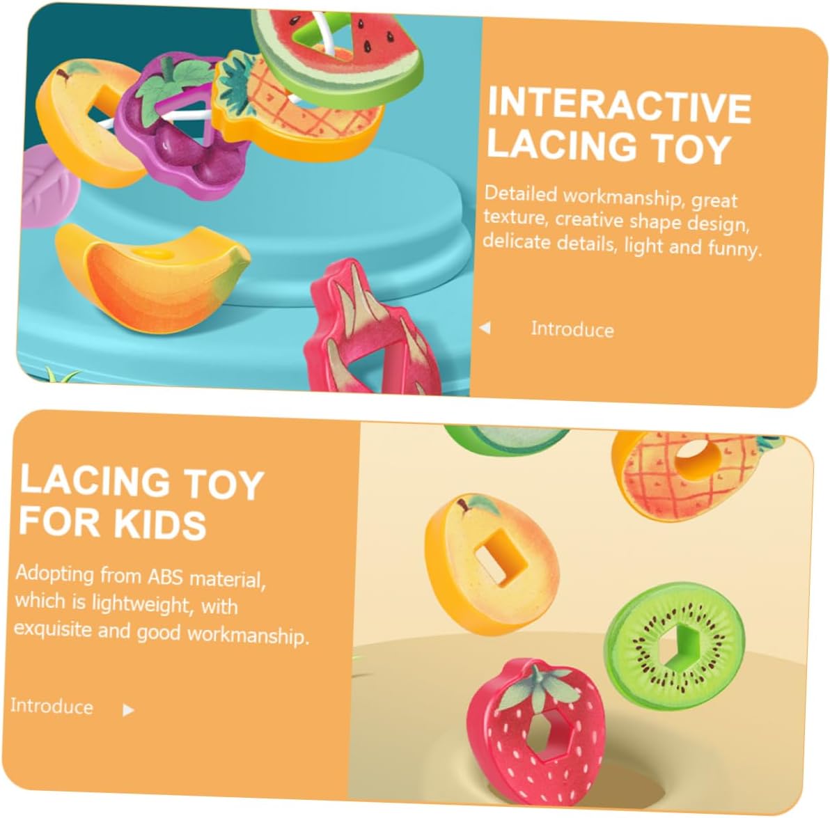 Vaguelly 1set Interactive Fruits Lacing Toy for Boys and Girls Educational Threading Game Develop Fine Motor Skills Recognition Safe Lightweight Fruit Beads for Learning Fun