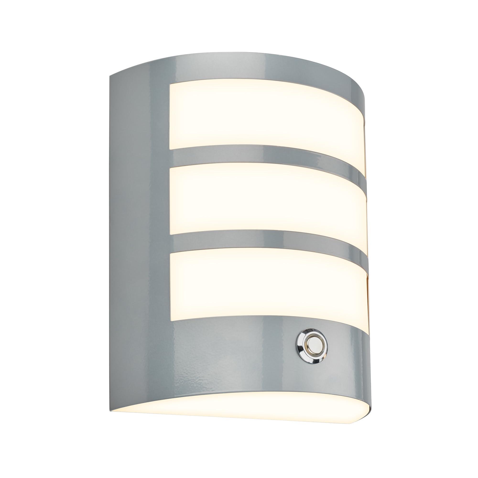 Briloner - LED Wall Light Without Electrical Connection with Button, dimmable in Stages, 15 min Timer, accu, Outdoor Wall lamp, 18x15x7cm, matt Chrome