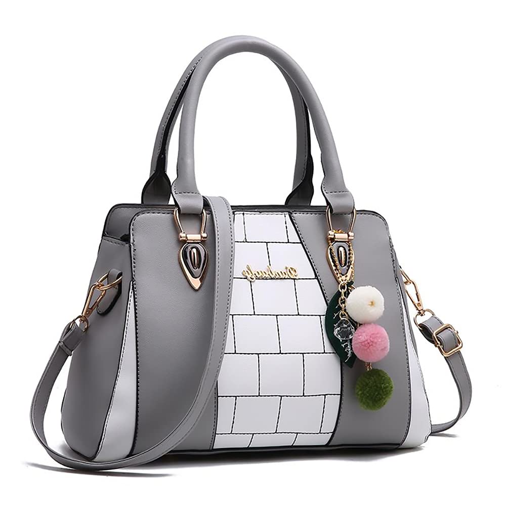 Women Fashion Handbags - Quality Tote Bag Shoulder Bag Top Handle Satchel - Crossbody Handbag Leather Bag (Elegant Grey)