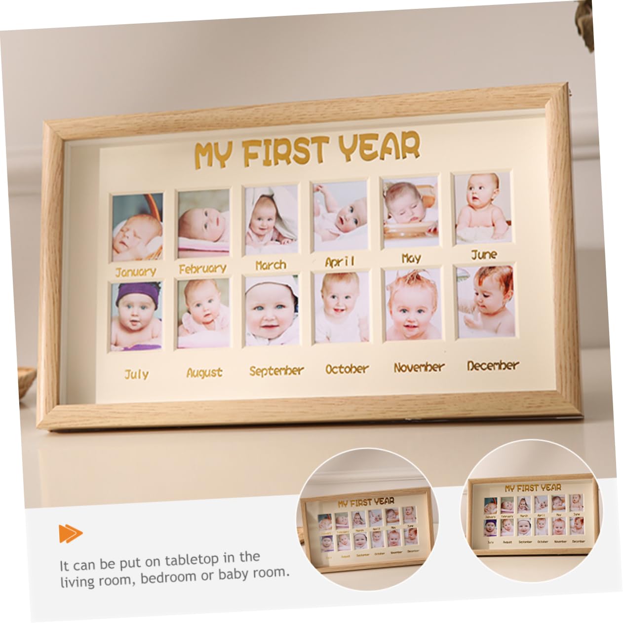Beatifufu Baby Commemorative Photo Frame 1st Birthday Milestone 12 Month Growth Holder