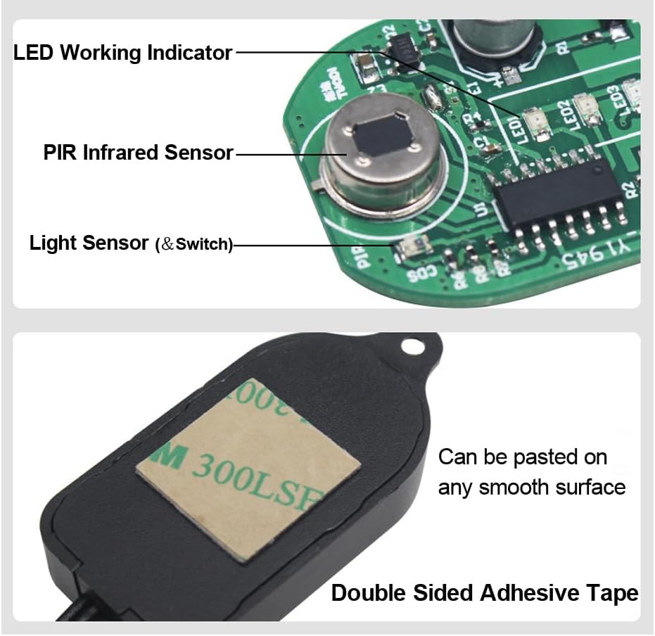 3-in-1 On/Off Switch Cable+ PIR Motion Body Sensor Switch+ PWM LED Dimmer with Light Sensing Detection Time Delay Function for DC 5V-24V LED Strip DIY Lighting Camera (USB Connector, White)