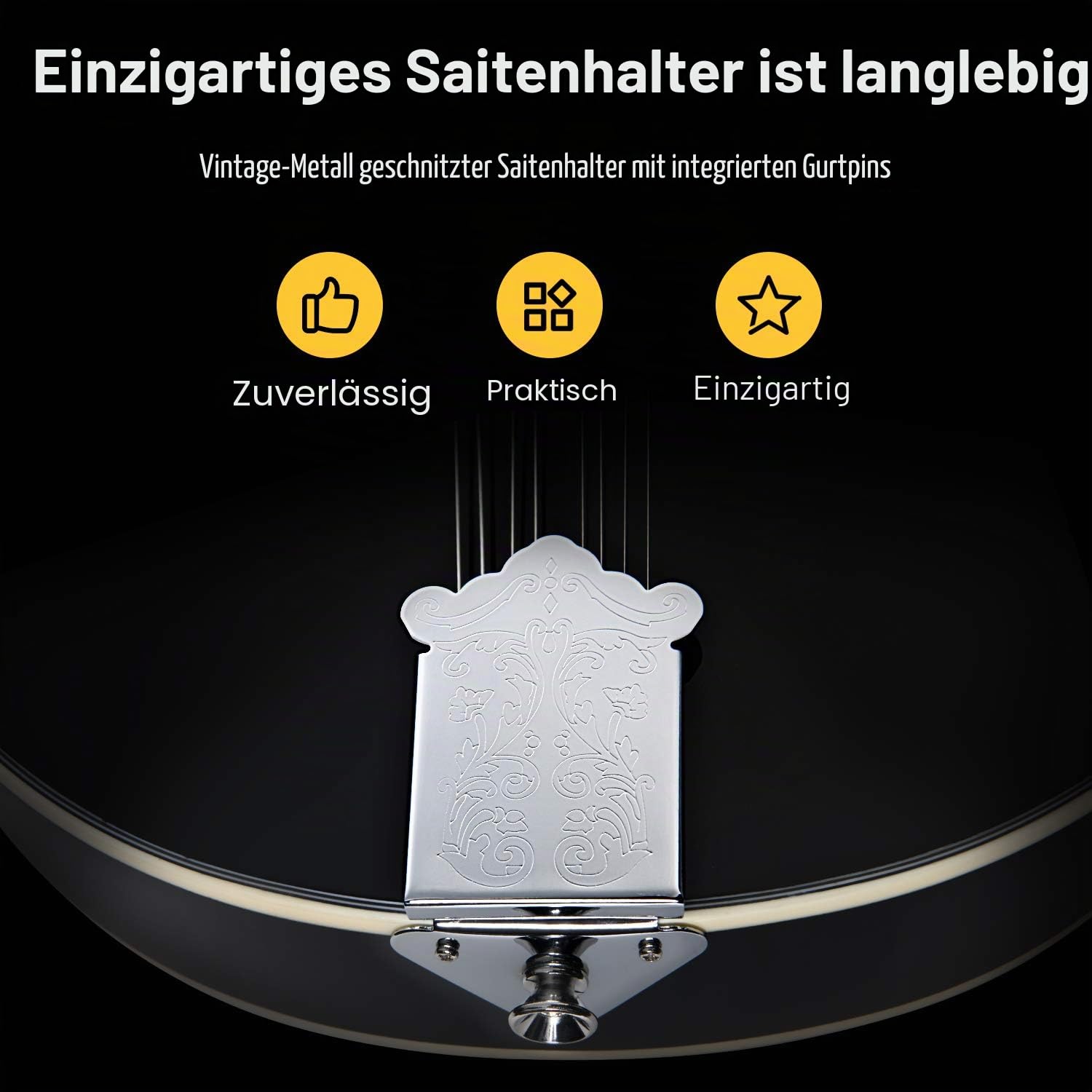 Donner Mandoline Instrument A Style Mandoline mit 8 Saiten Anfänger Erwachsene Mahogany Tasche Tuner Plektren Schwarz (DML-100B)