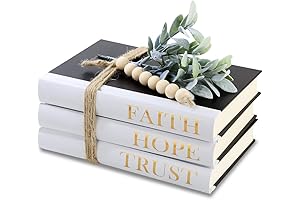 Stacked Decorative Books: Hope, Faith, Trust