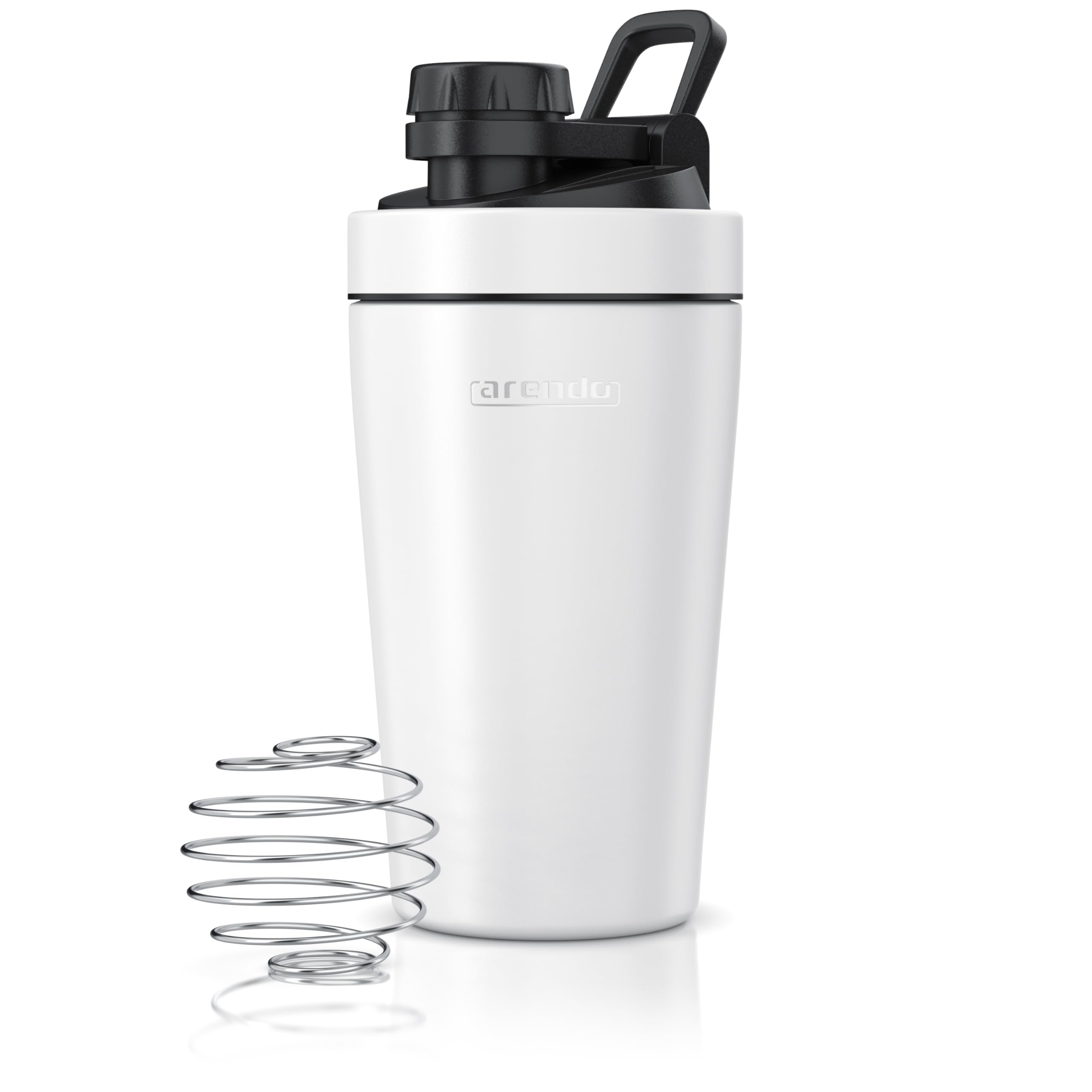 Arendo - Edelstahl Trinkflasche mit Mix kugel, 500ml, Edelstahl Mix Ball, Spülmaschinen geeignet, Edelstahl Eiweiß Shaker Protein Shaker, Proteinshaker für Freizeit Sport Fitness