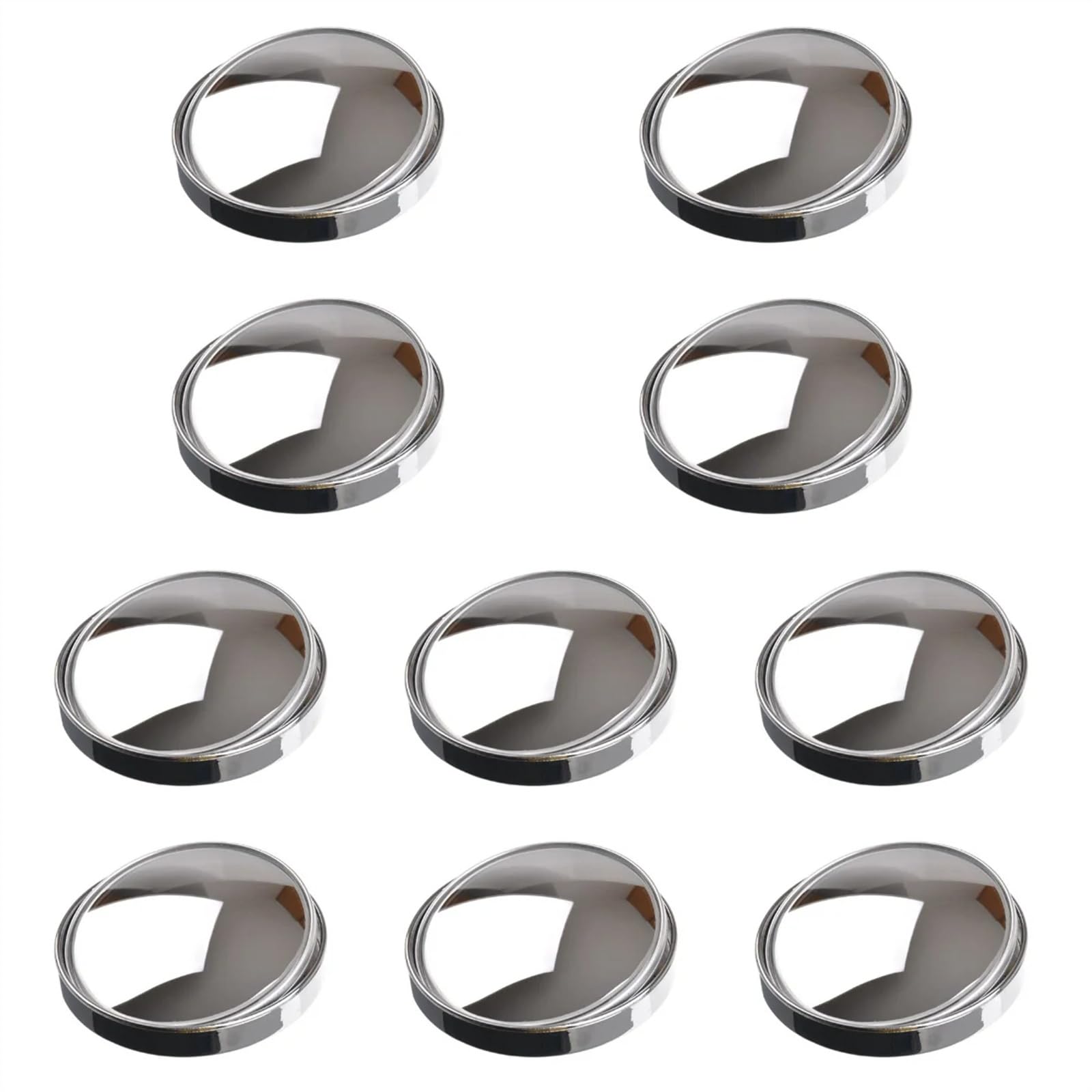 Vetro Specchio Specchietto Retrovisore Asivo Convesso Per Punto Cieco Con Grandangolo Regolabile - Accessori Per Specchietti Per Auto Da 75 Mm (argento) 10 Pezzi