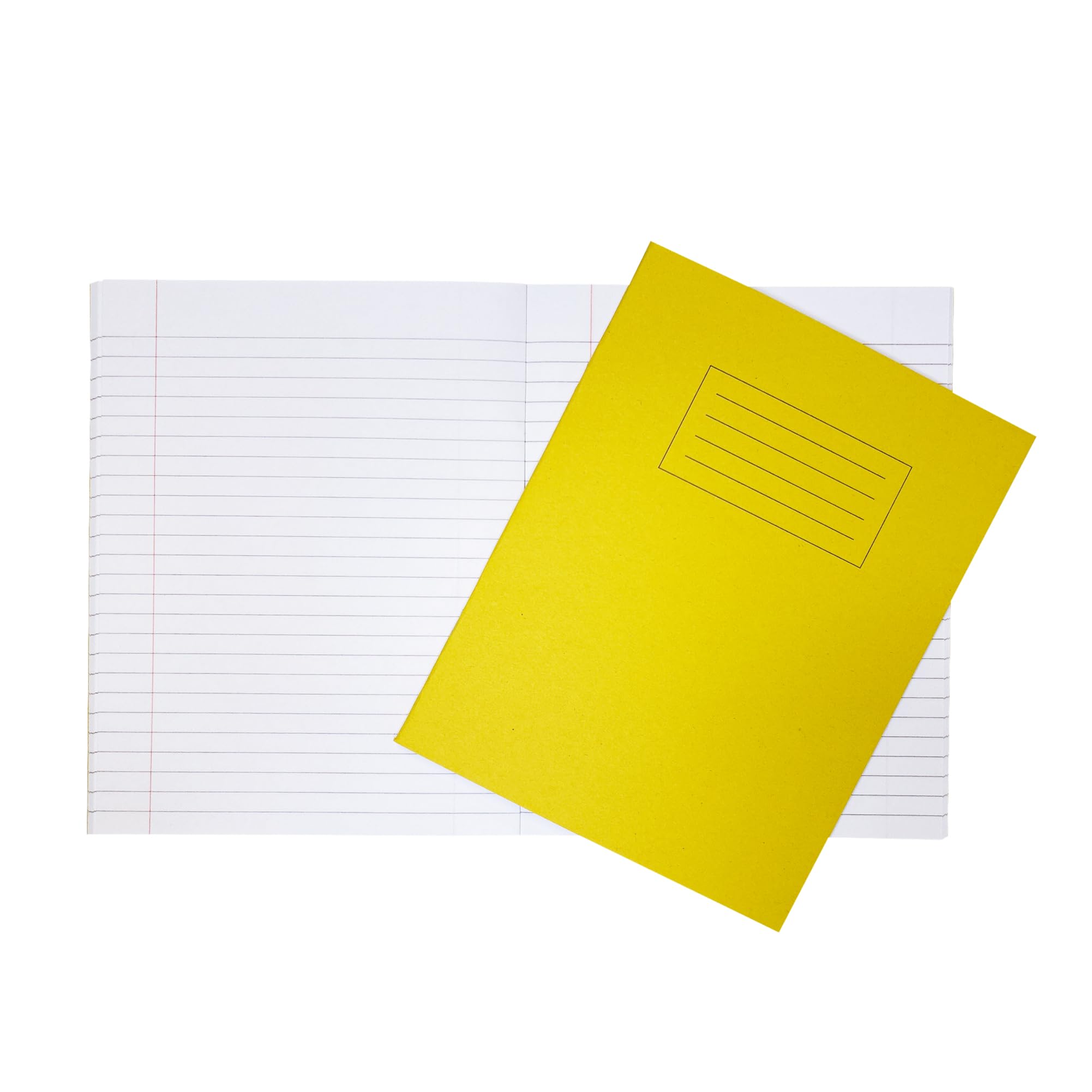 Janrax Pack of 10 9x7 Yellow 80 Page Feint Ruled with Margin Exercise Books WF Paper with 225gsm Manilla Cover
