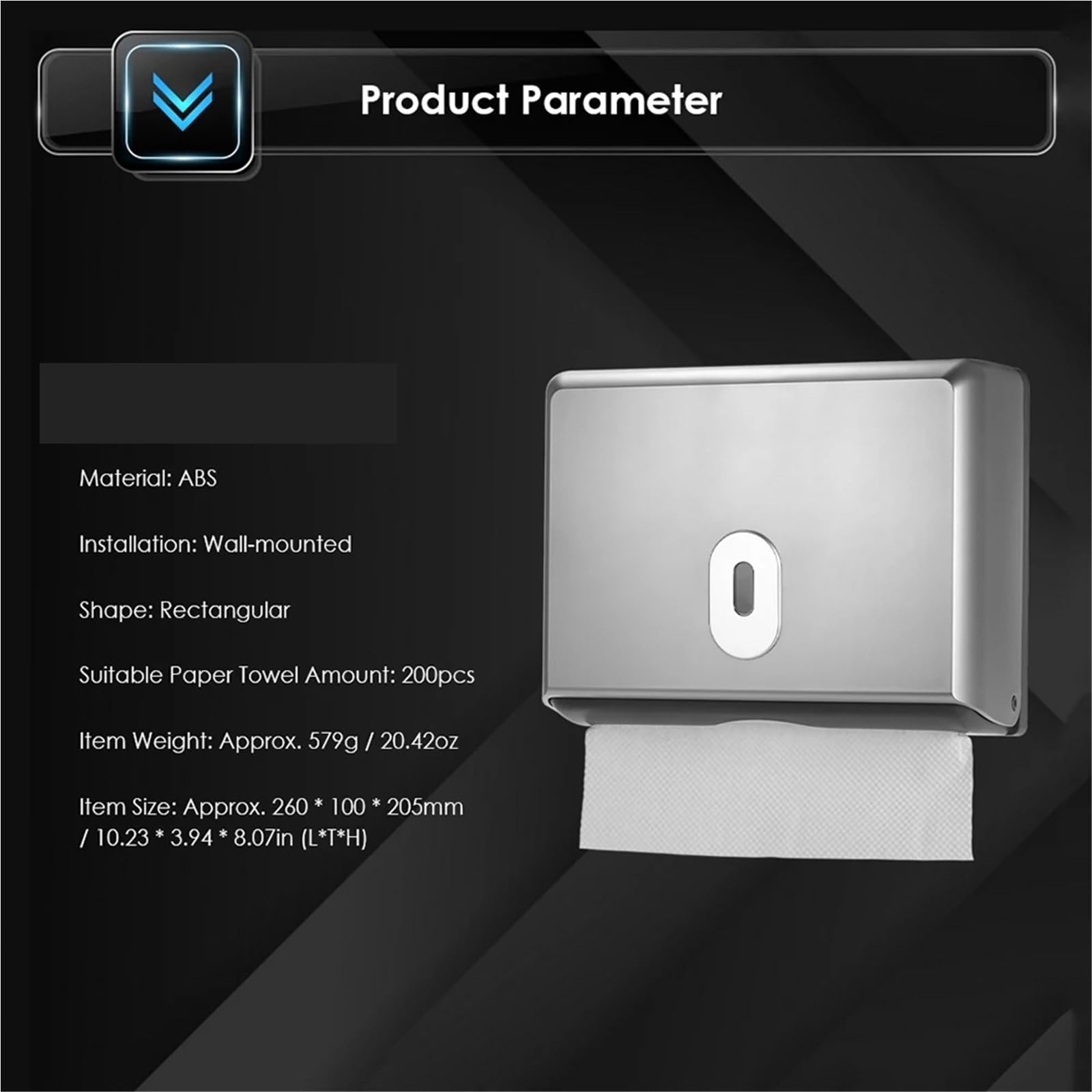 Portafazzoletti da Parete Porta Carta igienica con Dispenser for fazzoletti da Bagno a Parete, for Asciugamani di Carta Rimovibili Multipli(Silver)