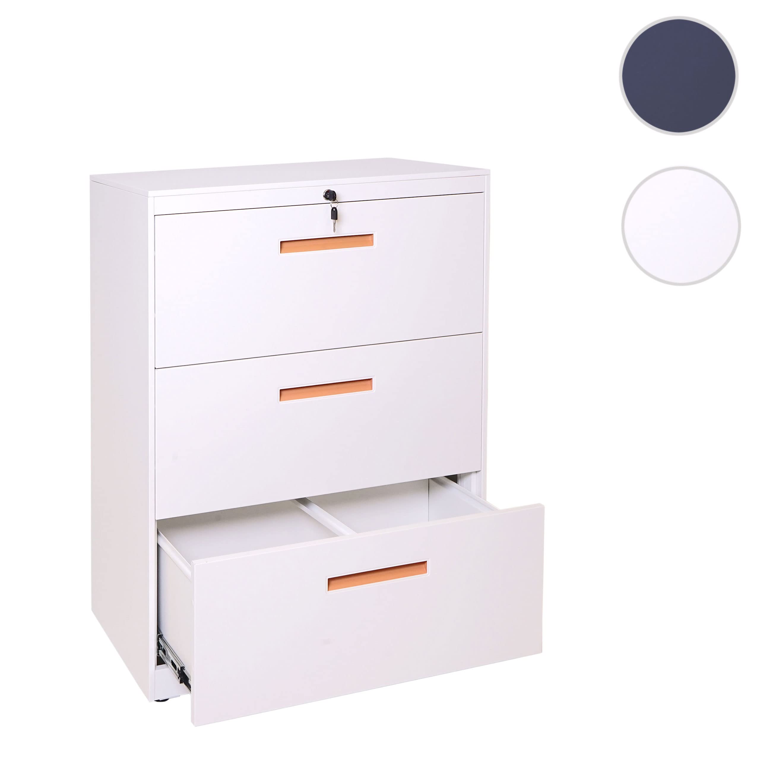 Mendler Hängeregisterschrank HWC-A10AM - 103x76x46cm weiß | Aktenschrank, Büroschrank, Stahlschrank, A4, abschließbar