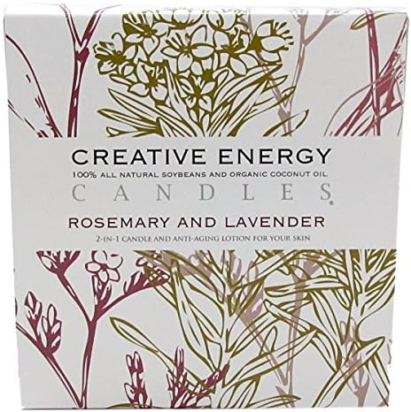 Creative Energy 2 in 1 All Natural Candle and Anti-Aging Body Lotion Medium Glass Jar Rosemary and Lavender
