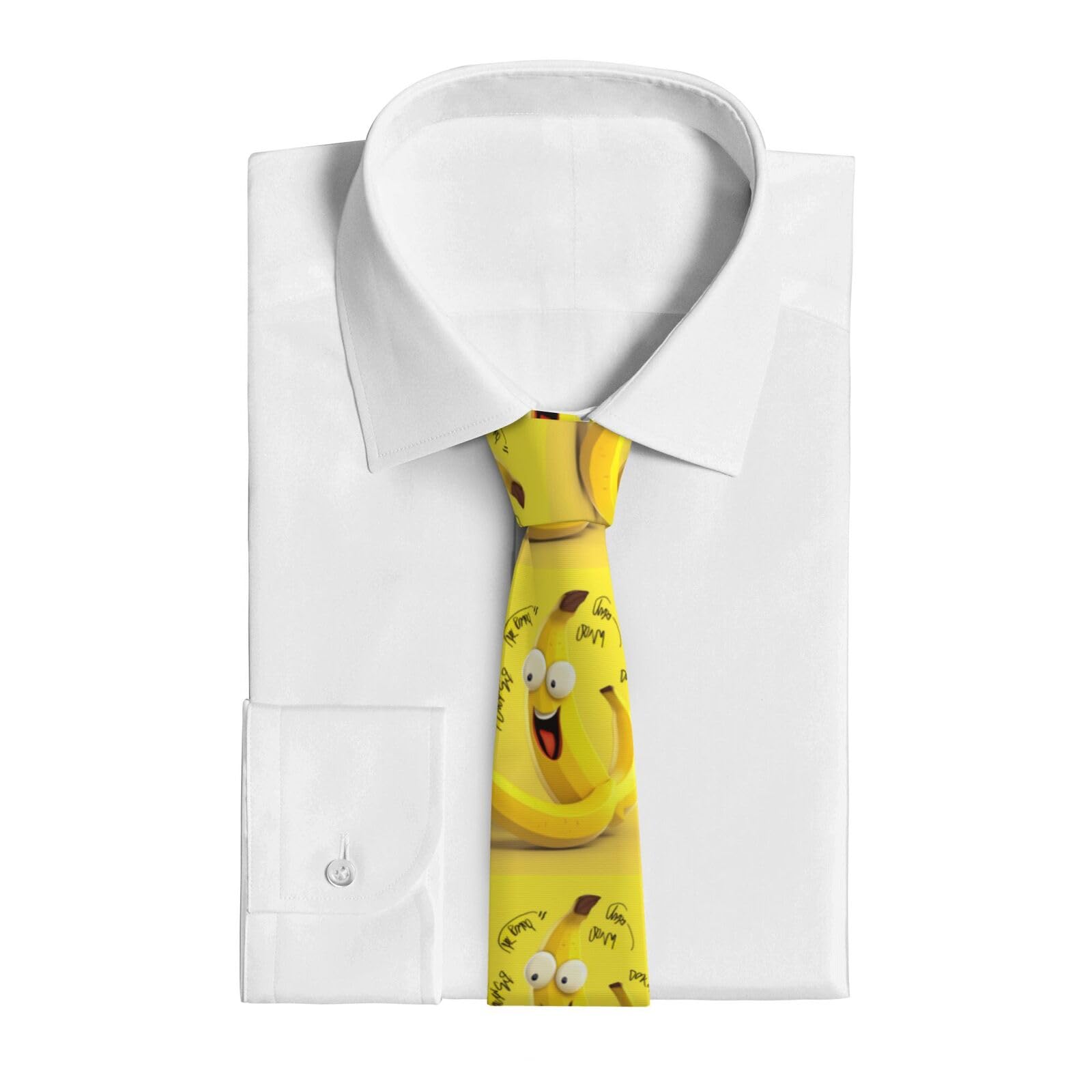 Anceky Men's As Pic Yellow Banana Tie For Neckties Silk Novelty Neckties For Business Wedding