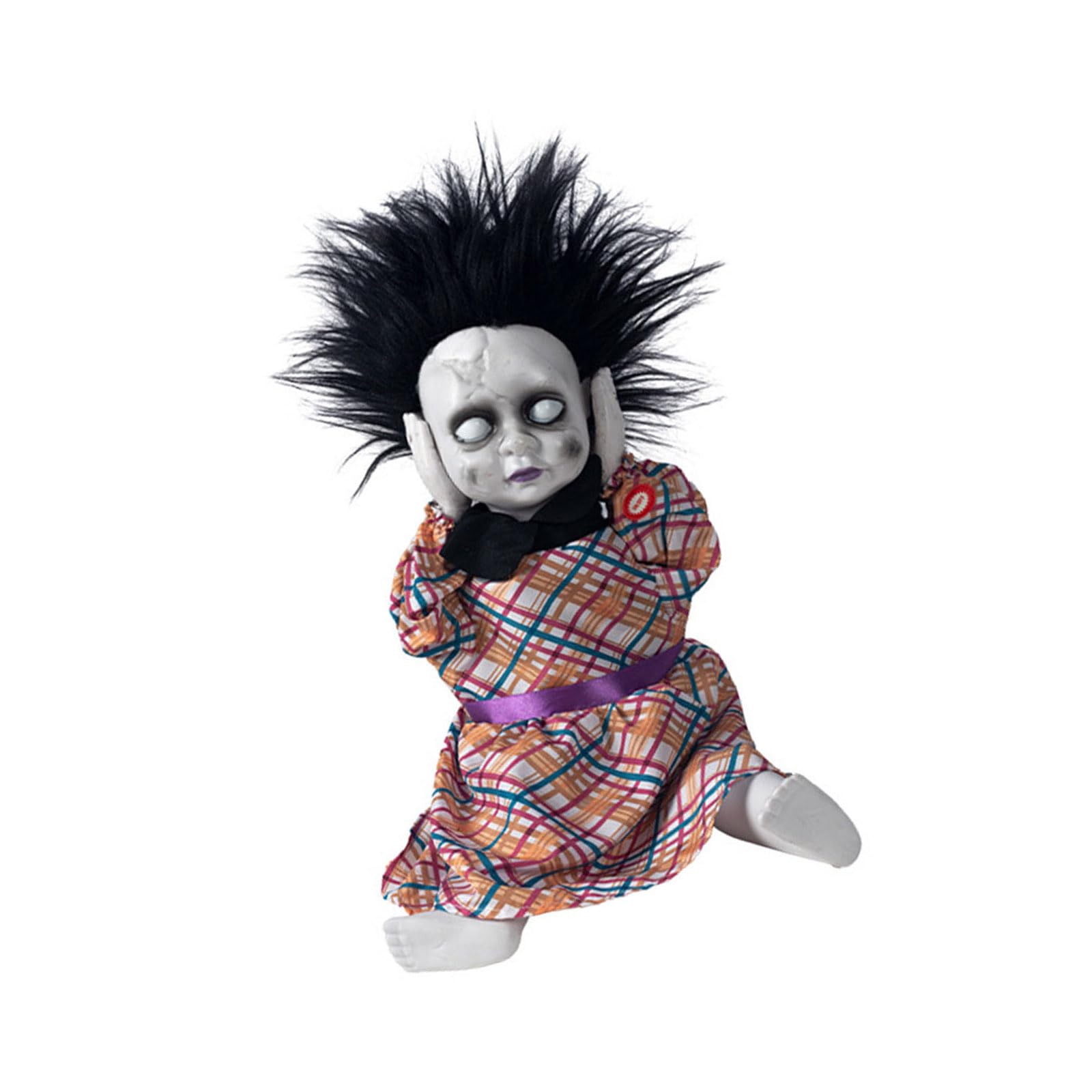 ZEPFJHE Eerie Moving Doll with Light Up Eyes and Laugh for Scary Party Atmospheres Setup Eerie Laughing Ornament Moving Head Specters Toy