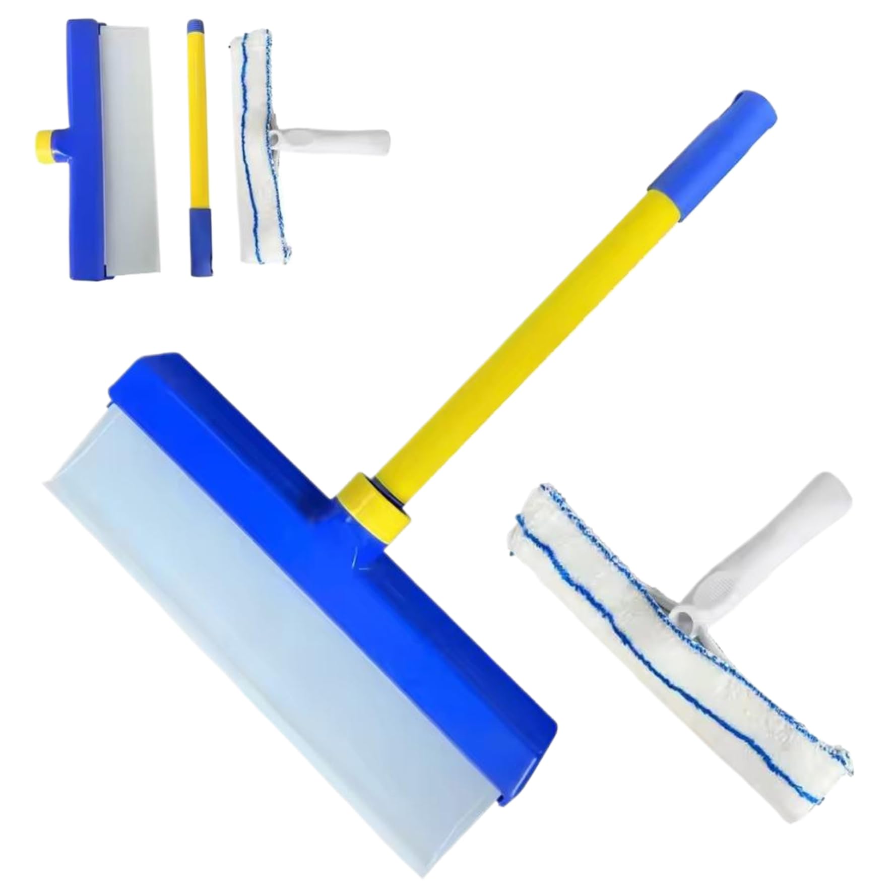 CAKEEYUM Window Squeegee, 12in Silicone Squeegee with Microfiber Scrubber, Window Cleaner Tool for Glass, Mirror, Tile, Cleaning Kit, for Cleaning