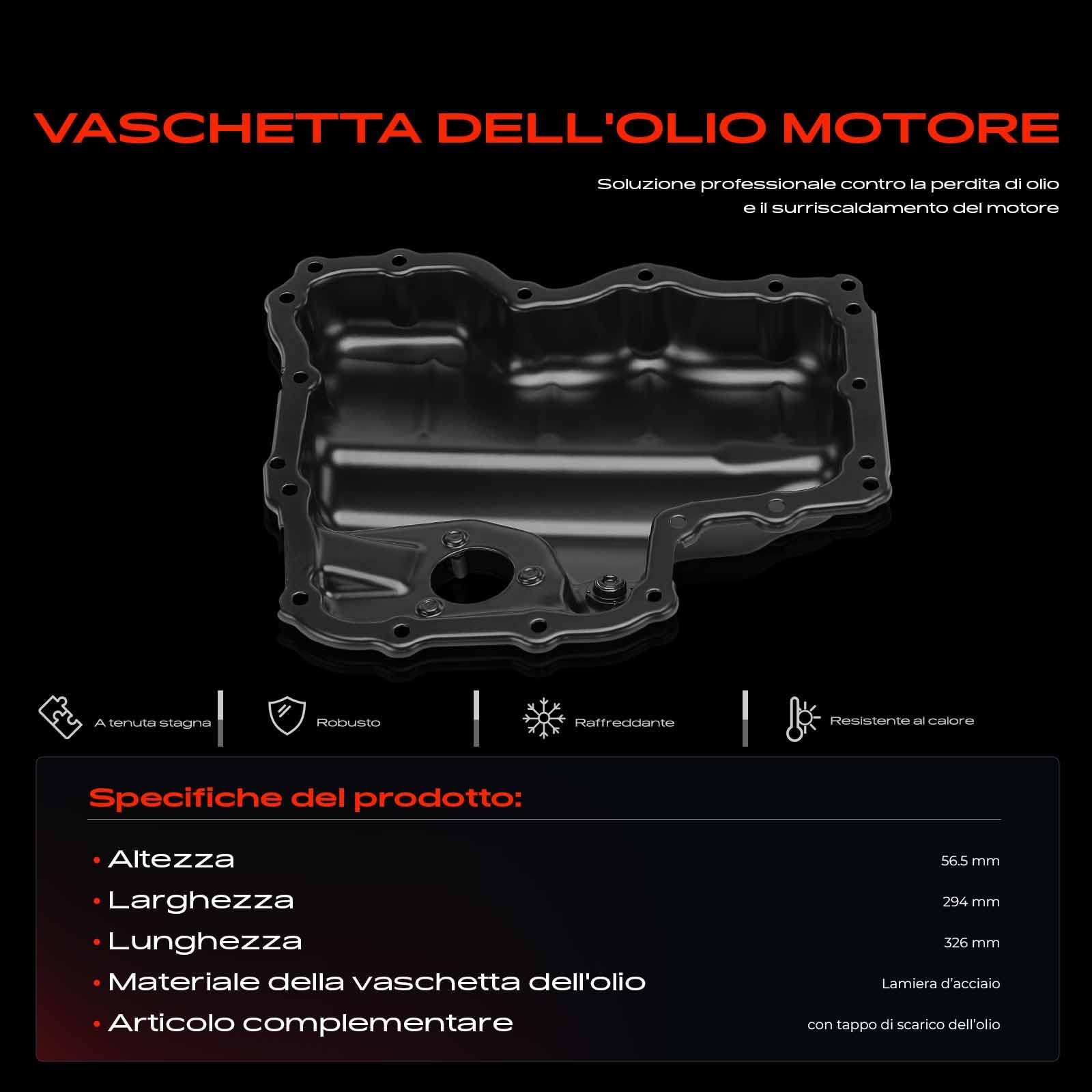 Frankberg Coppa dell'olio coppa dell'olio motore diesel 04B103602D | Compatibile con: A1 Sportback 8XA 8XF, Polo 6C1 6R1, Ibiza IV Sportcoupé 6J1 6P5, Ibiza IV ST 6J8 6P8, Fabia III NJ3