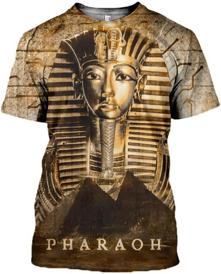 GenericSummer Men T-shirts Ancient Egypt Gods 3D Print Goddesses Pharaoh Tee Shirt Short Sleeve Plus Size Fashion Pullover Tops (T Shirt 4, 6XL)