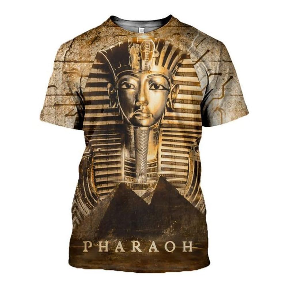 GenericSummer Men T-shirts Ancient Egypt Gods 3D Print Goddesses Pharaoh Tee Shirt Short Sleeve Plus Size Fashion Pullover Tops (T Shirt 4, 6XL)