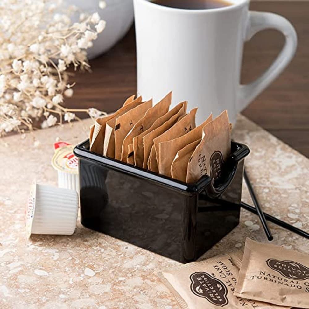 TrueCraftware-Set of 12 Sugar Packet Holder Plastic Black Color -Sugar Caddy Holder for Sweetener Packets Organizer Caddy for Coffee Bar Tea Bag Organizer for Table Restaurant Hotel