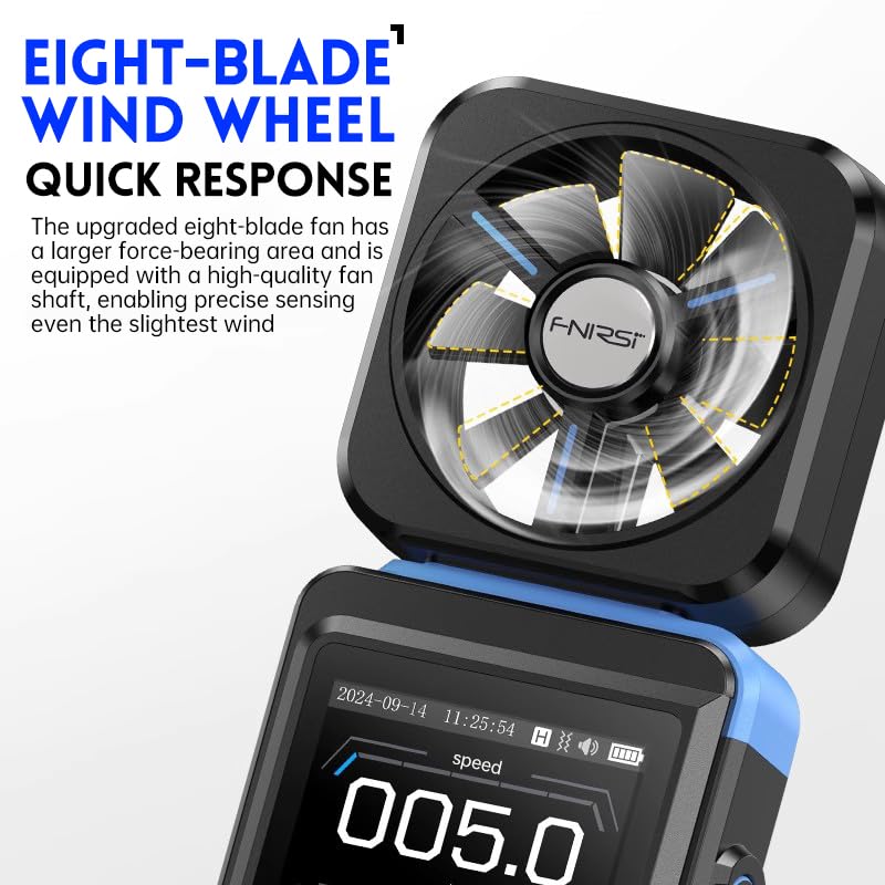 Close-up of the eight-blade impeller on the FAM-02 anemometer