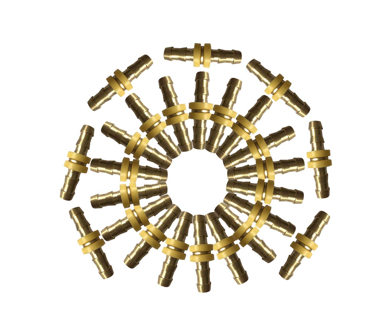 sky-w Hose Brass Fittings, Lock-On Hose Barb Splicer/Mender (25, 3/8" Hose ID)