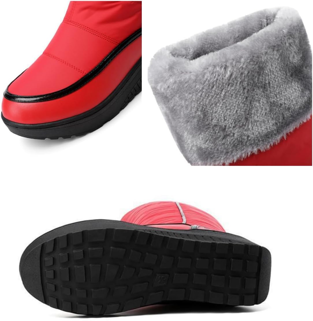 Winter Stylish Knee High Boots for Women Slip-on Design Weather Winter Boots Plush Lined Comfortable