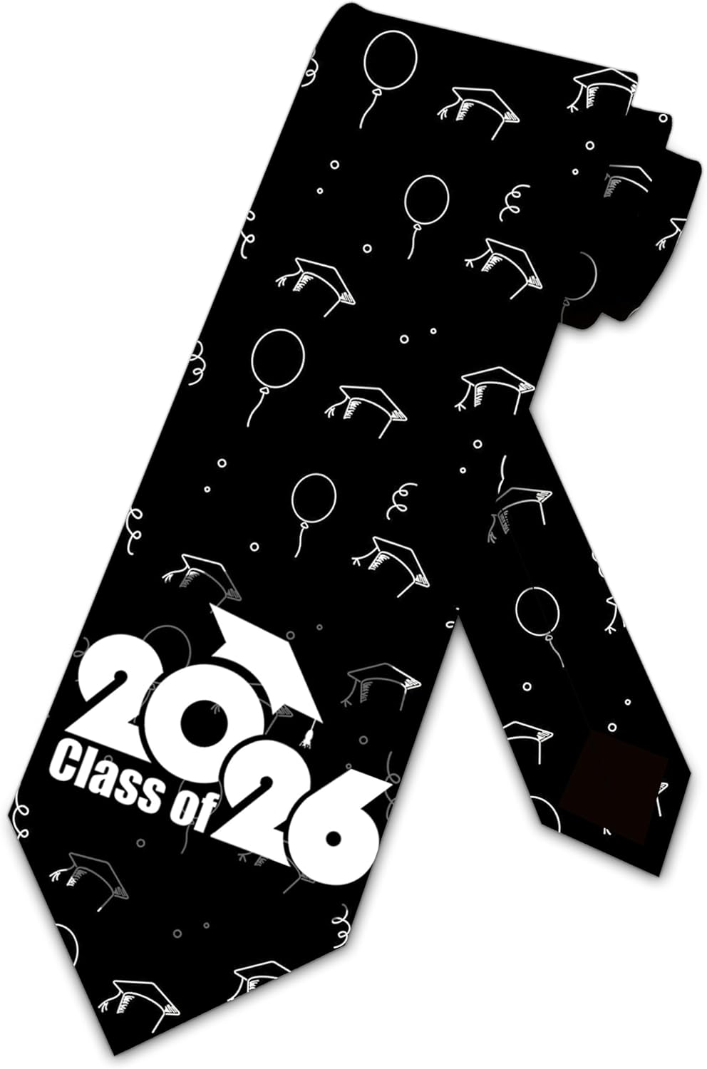 Three Rooker Graduation Ties Mens Class of 2026 Necktie Celebration Tie Black