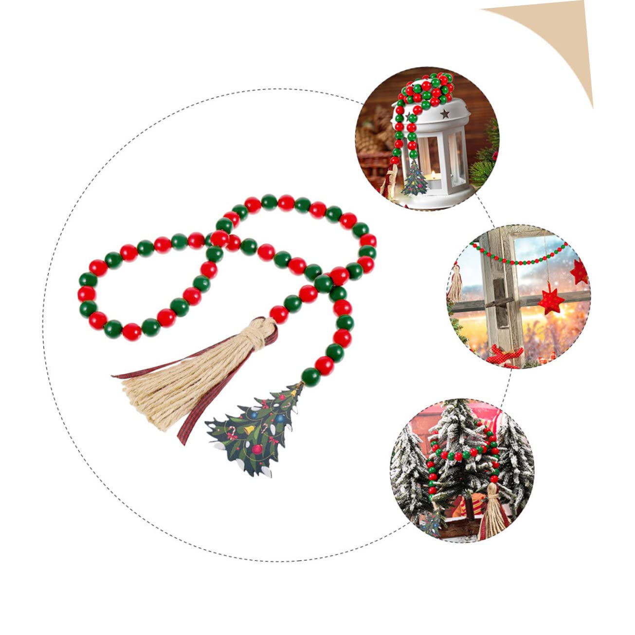 Ciieeo 5st Weihnachtsperlen Aus Holz Heimdekoration Weihnachtskranz Weihnachtsdekorationsset Weihnachtsperlengirlande Rote Quaste Weihnachten Perlenquaste Im Weihnachtsstil Hanfseil