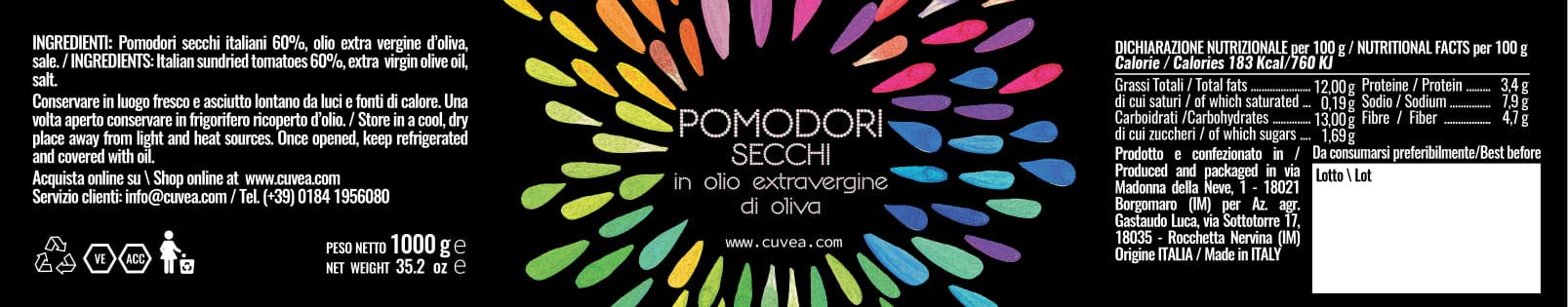Pomodori secchi sott'olio - vaso 1 kg - Senza conservanti e senza coloranti - Solo 3 ingredienti. Ideali per Aperitivo, Antipasti, Insalate