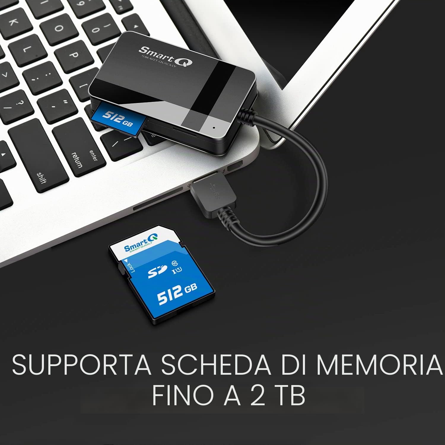 Smartq C368 USB 3.0 multi-card Reader, Plug N Play, Apple e compatibile con Windows, alimentato tramite USB, supporta CF/SD/SDHC/Scxc/MMC/MMC micro, ecc.