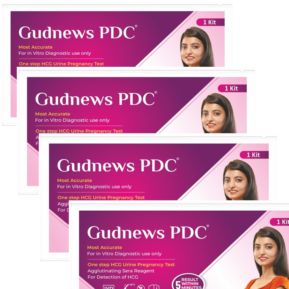 Gudnews PDC One Step HCG Urine Pregnancy Test Kit Device | Results within 5 Mins (Pack of 4) kits